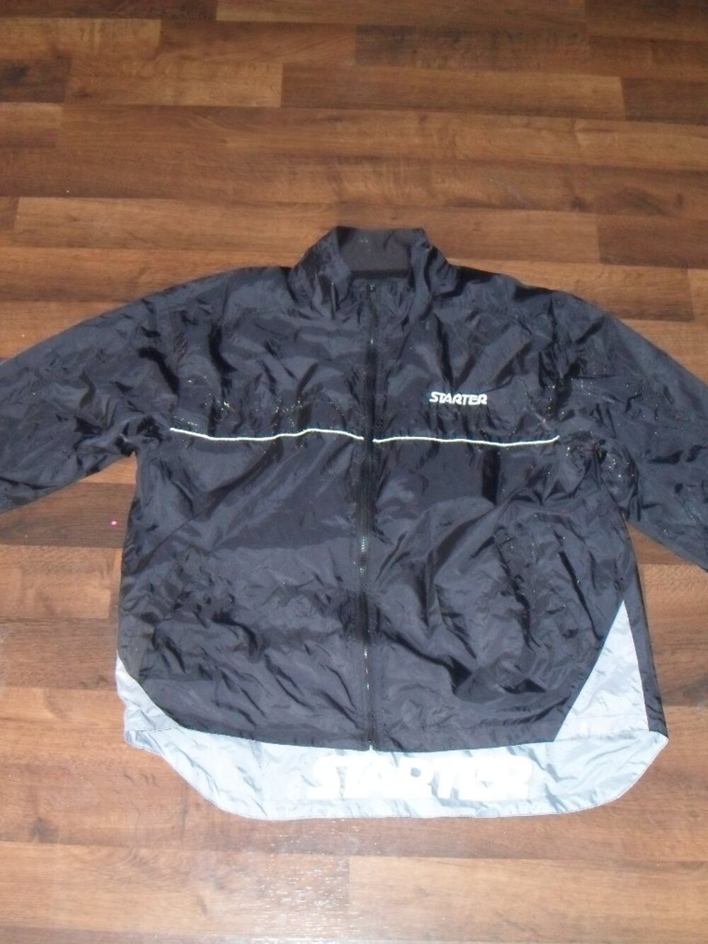 Vintage Starter Nylon Windbreaker Jacket – Black/Grey Colorblock – Size L Drop
